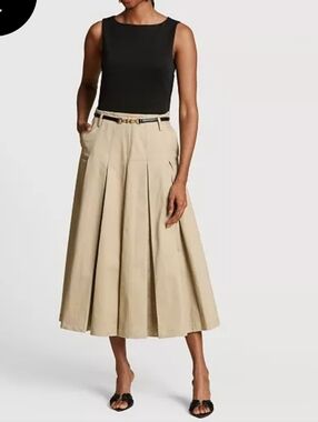 Avec Les Filles Pleat Skirt Combo Dress